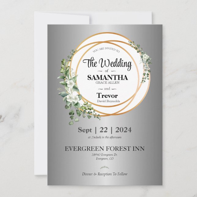 Golden Union som firar Kärlek & engagemanget Bröll Inbjudningar (Framsida)