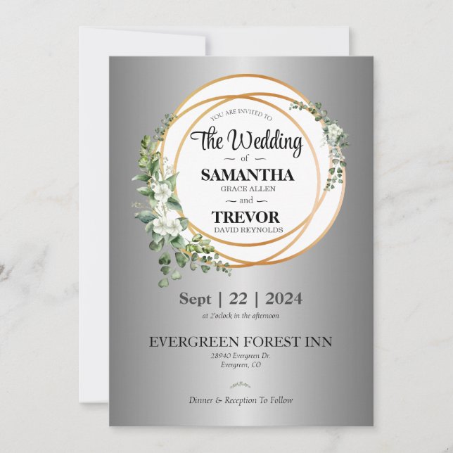 Golden Union som firar Kärlek & engagemanget Bröll Inbjudningar (Framsida)