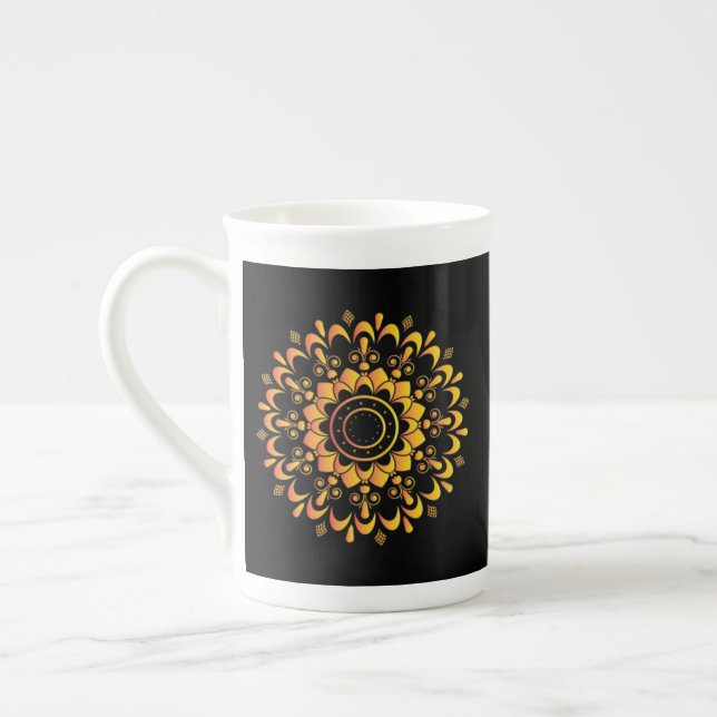 Golden Unique Mandala Design-95747 Benporslin Mugg (Vänster)