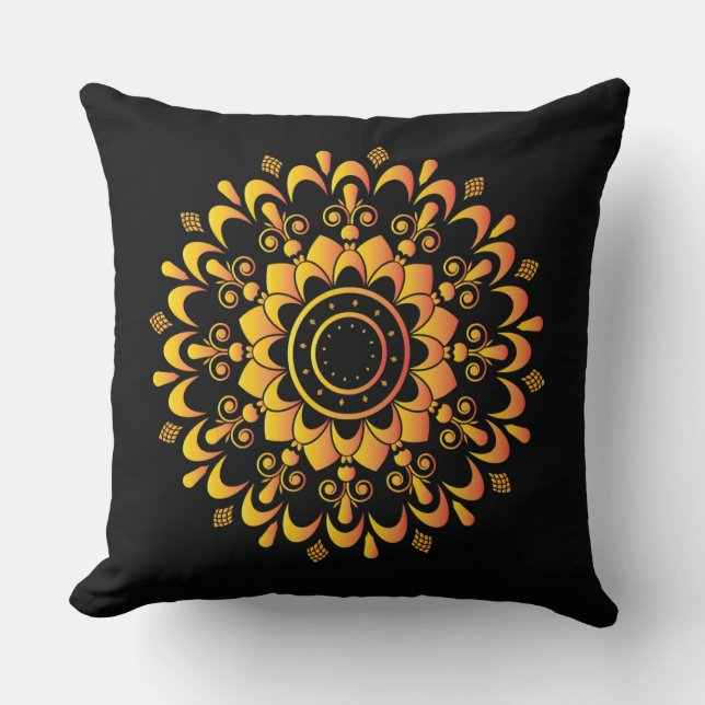 Golden Unique Mandala Design Kudde (Framsida)