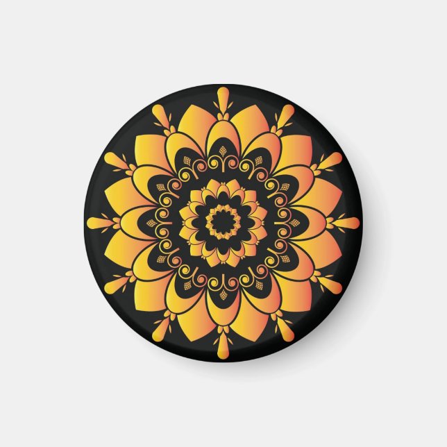 Golden Unique Mandala Design Magnet (Framsidan)