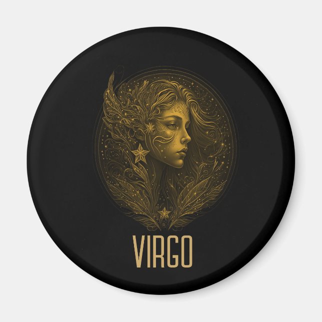 Golden Våg Classic zodiac-tecken svart Magnet (Framsidan)