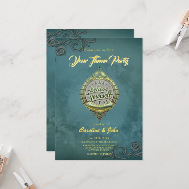 Golden Väg tror på dig själv. Inbjudningar (Fram/Back In Situ)