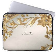 Golden Vågigt Löv Blommigt Laptop sleeve