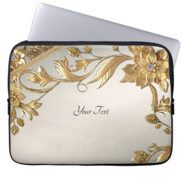 Golden Vågigt Löv Blommigt Laptop sleeve