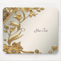 Golden Vågigt Löv Blommigt Mousepad