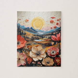 Golden Valley-Blommar: Dreamlike Nature Art Pussel