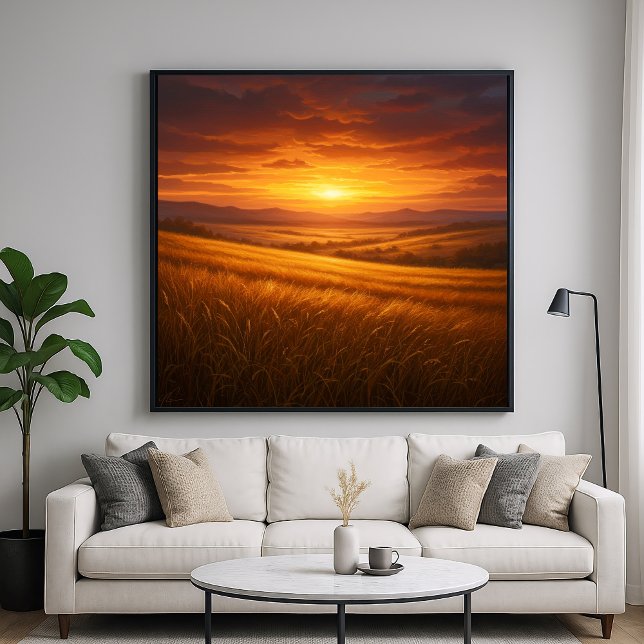 Golden Valley - Solnedgång över veteåkern i måleri Poster (Skapare uppladdad)