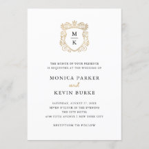 Golden Vapensköld | Elegant Svarta och vita Bröllo