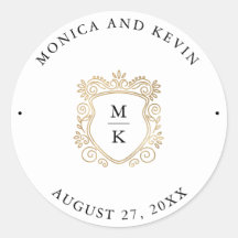 Golden Vapensköld | Elegant Svarta och vita Bröllo