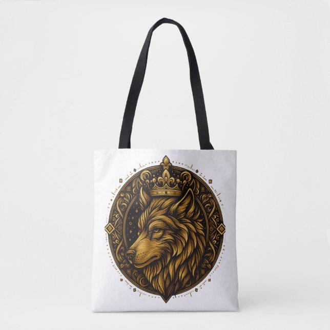 Golden varg med krona-designskjortor tygkasse (Framsida)