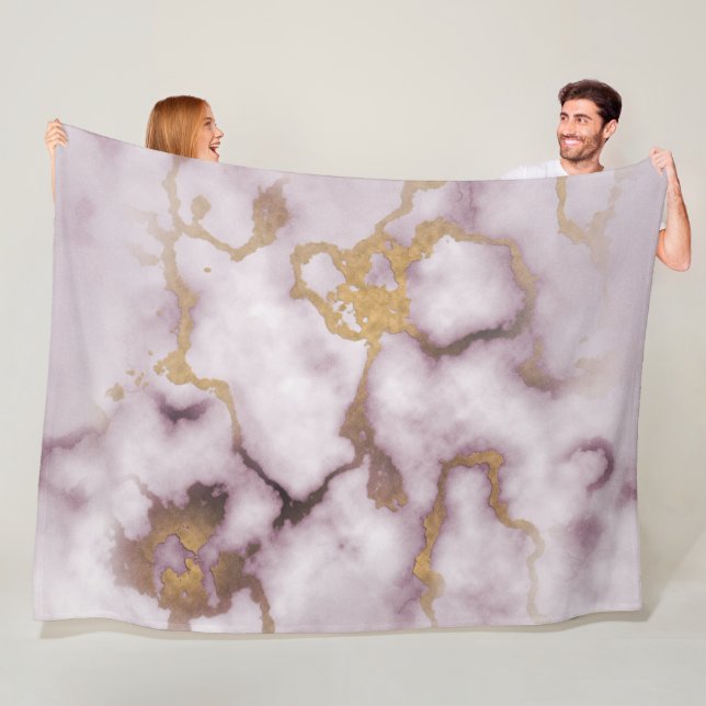 Golden Vein Marble  Blush Aura Fleece Blanket (På plats)