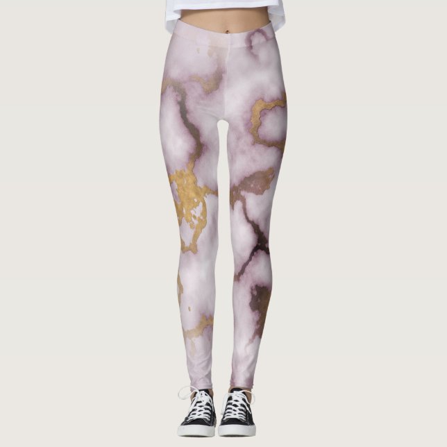 Golden Vein Marble  Blush Aura  Leggings  (Framsida)
