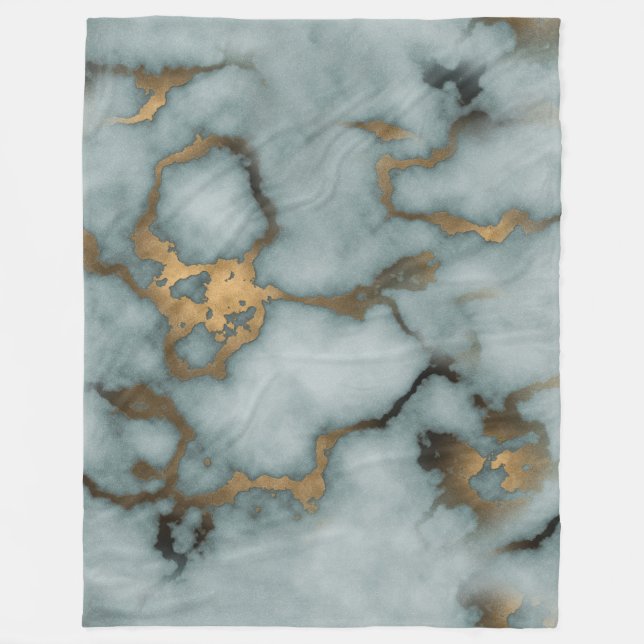 Golden Vein Marble Ocean Mist Fleece Blanket (Framsidan)