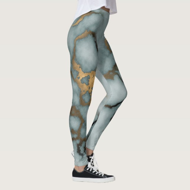 Golden Vein Marble  Ocean Mist Leggings (Höger)