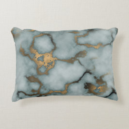 Golden Vein Marble Ocean Mist Throw Pillows Prydnadskudde