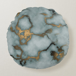 Golden Vein Marble  Ocean Mist Throw Pillows Rund Kudde