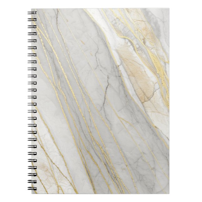 Golden Veined Carrara Marble Texture Anteckningsbok (Framsidan)