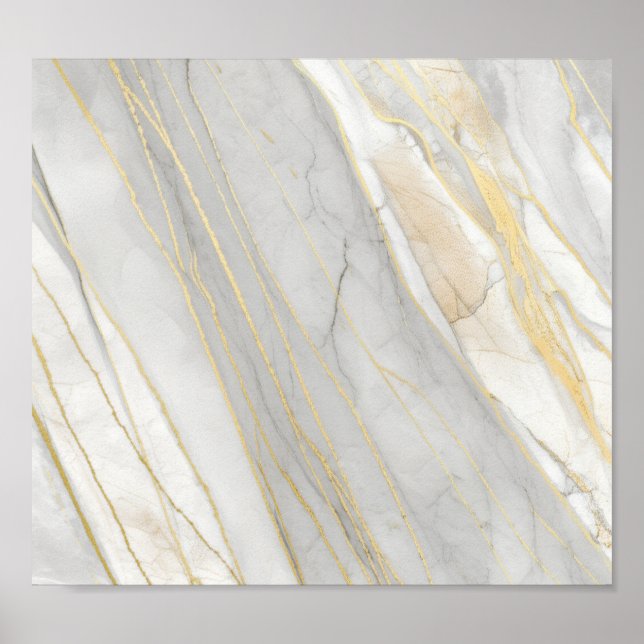 Golden Veined Carrara Marble Texture Poster (Framsidan)