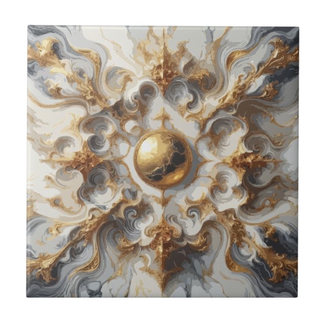 Golden Veins of Opulence Calacatta Guld Marble Kakelplatta (Framsidan)
