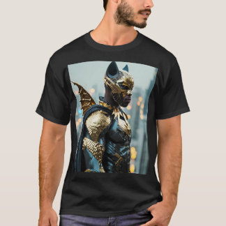Golden Vengeance: African Fladdermus Man in Cyberp T Shirt