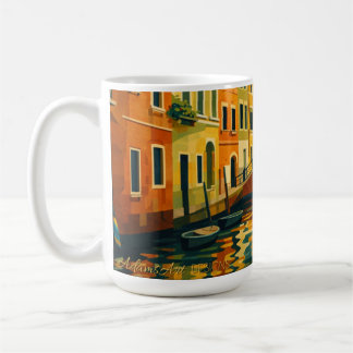 Golden Venice Canal Bridge Sunset Illustration Kaffemugg