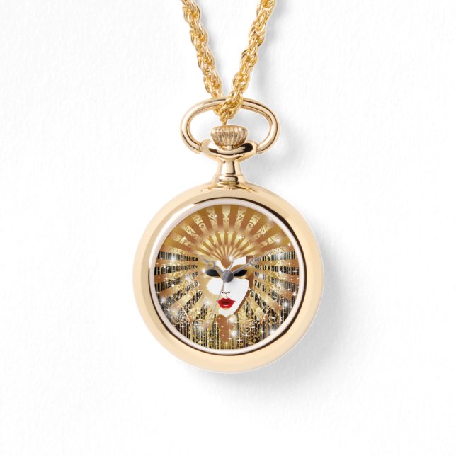 Golden Venice Carnival Party Mask Armbandsur (Framsida)