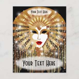 Golden Venice Carnival Party Mask Flygblad