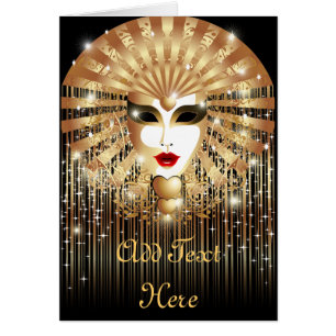 Golden Venice Carnival Party Mask Hälsningskort