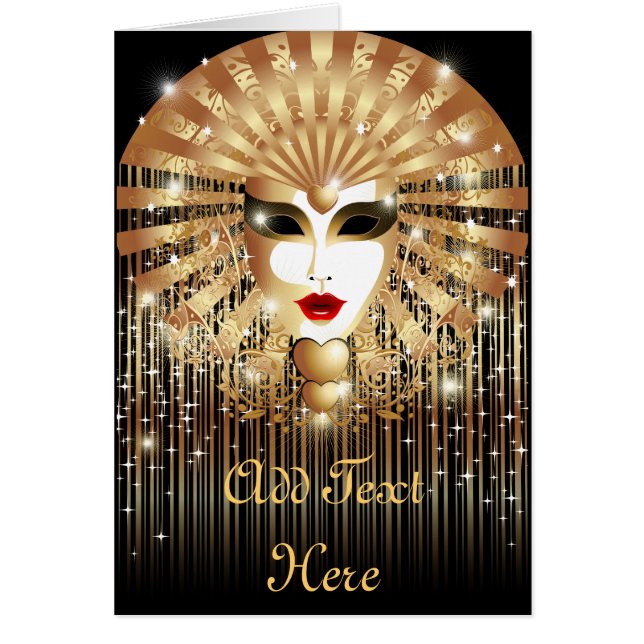 Golden Venice Carnival Party Mask Hälsningskort (Framsidan)