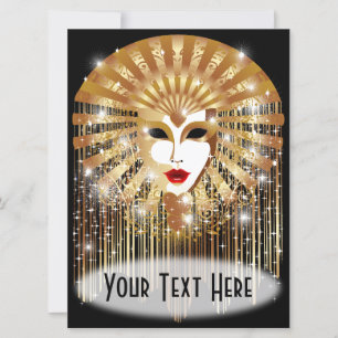 Golden Venice Carnival Party Mask Julkort