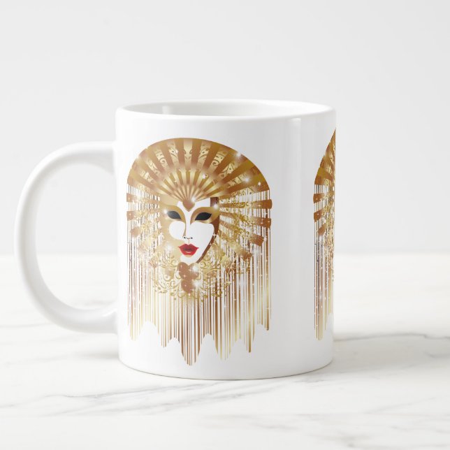 Golden Venice Carnival Party Mask Jumbo Mugg (Vänster)
