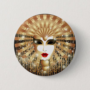 Golden Venice Carnival Party Mask Knapp