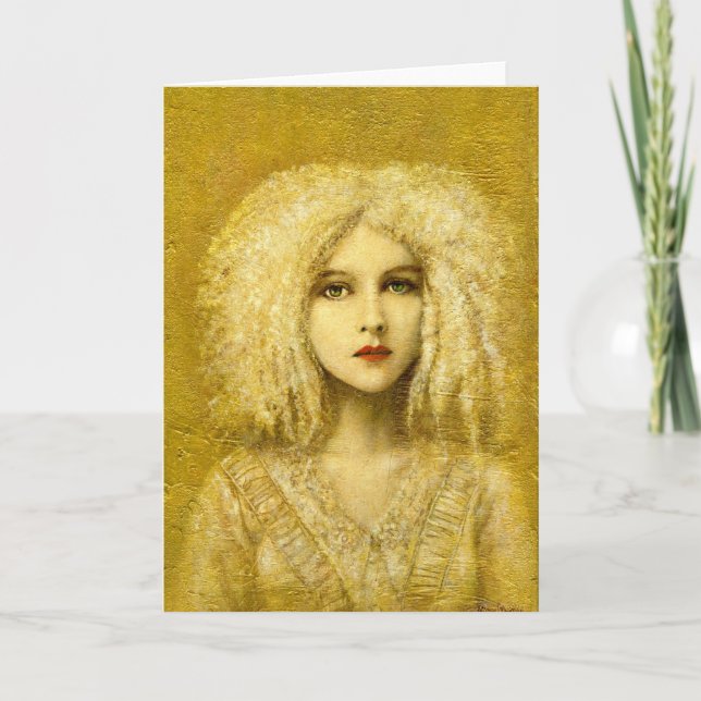 Golden Victorian Gothic Girl Hälsning Card Kort (Framsida)