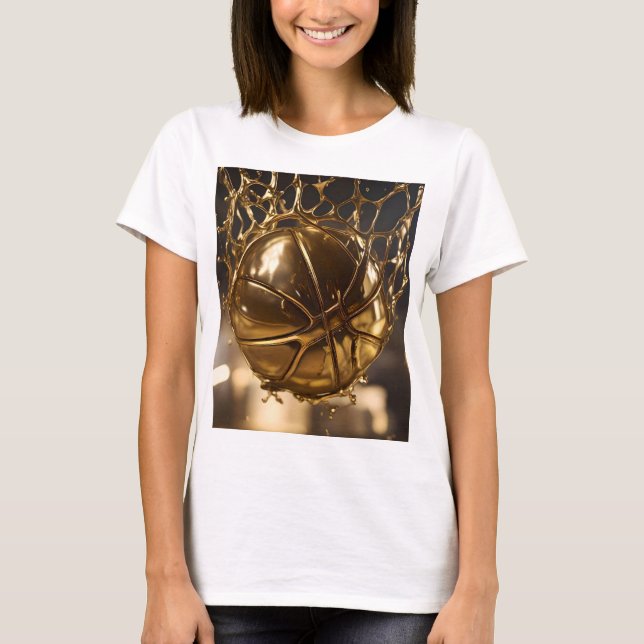 Golden Victory: Netball Caught in a Gleaming Net" T Shirt (Framsida)