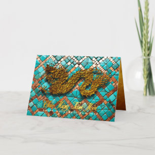 Golden Vietnamese Dragon Year 2024 Mosaic GC Helgkort