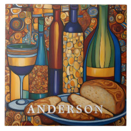 Golden Vin Glass still Life Kakelplatta