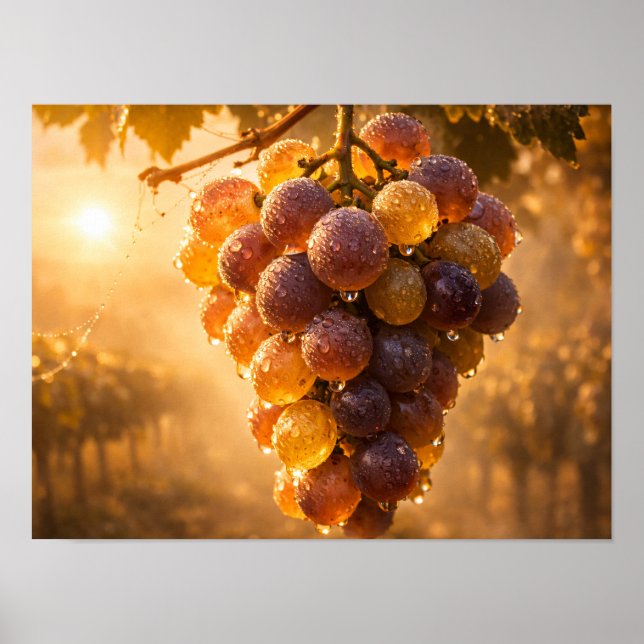 Golden Vineyard Grapes Poster - Autumn Sun (Framsidan)