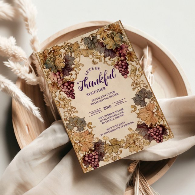 Golden Vineyard Thanksgiving Firande Inbjudningar (Skapare uppladdad)
