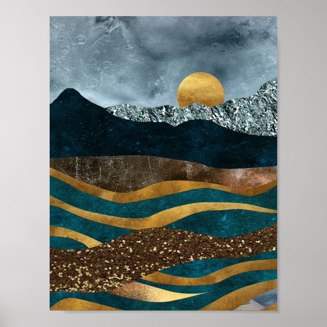 Golden Vinkarare under månbebergen Poster (Framsidan)