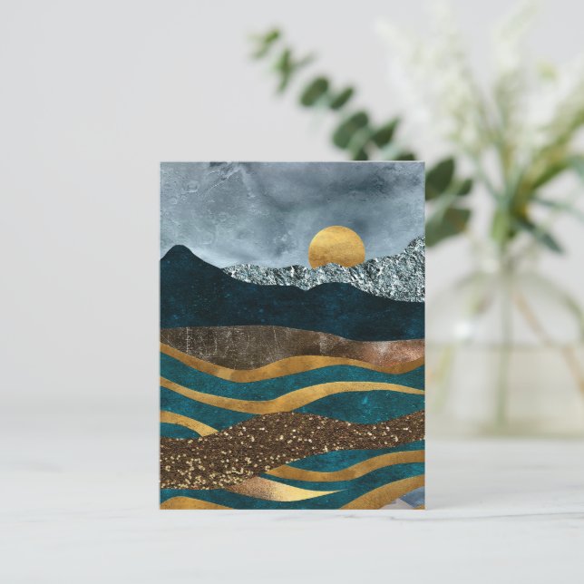 Golden Vinkarare under månbebergen Vykort (Stående Fram)