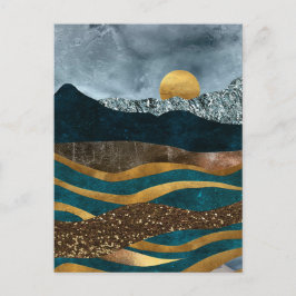 Golden Vinkarare under månbebergen Vykort