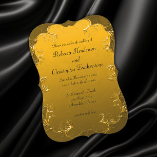 Golden Vintage Elegance Curved Bröllop Inbjudningar