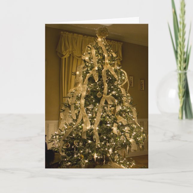 Golden Vintage Fraser Fir Julgran Helgkort (Framsida)