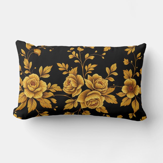 Golden Vintage Roses Lumbarkudde (Framsida)