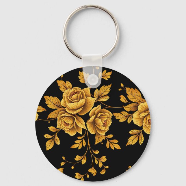 Golden Vintage Roses Nyckelring (Framsida)