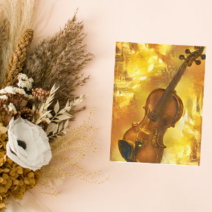Golden Violin Digital Art Vykort
