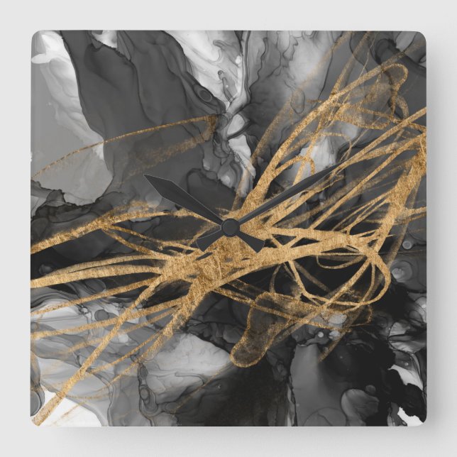 Golden Vortex I Fyrkantig Klocka (Framsida)