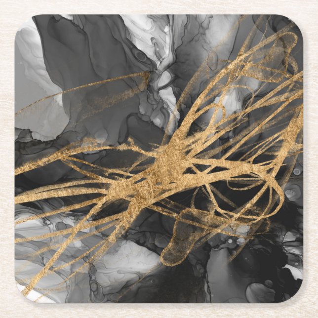 Golden Vortex I Underlägg Papper Kvadrat (Framsidan)