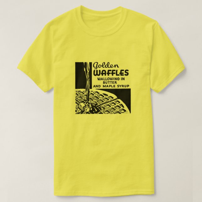 Golden Waffles Restaurant med Namn T Shirt (Design framsida)